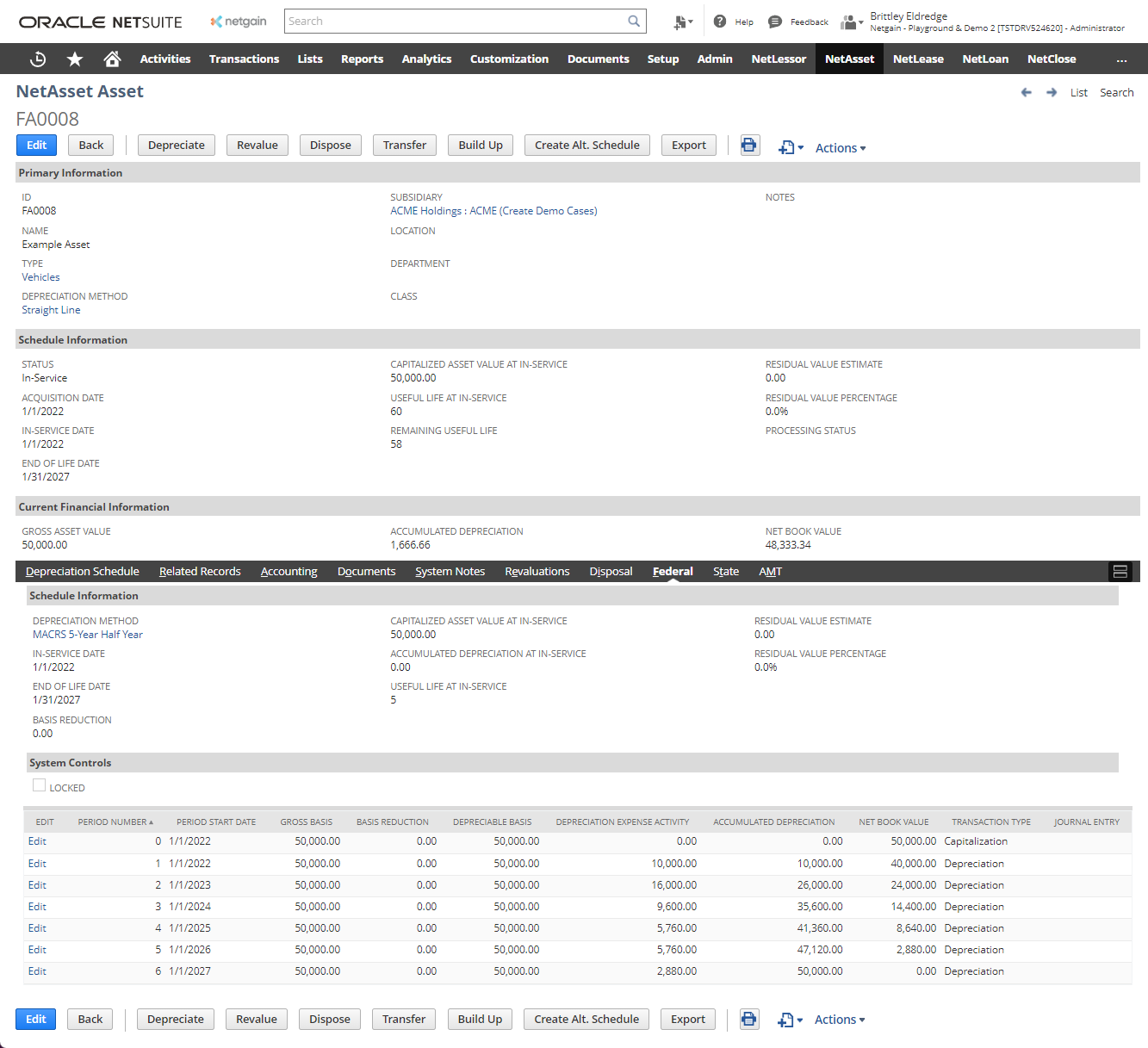 Screenshot of NetAsset integrated records