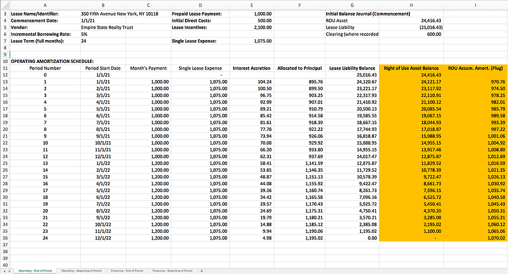 Asc 842 Lease Excel Template